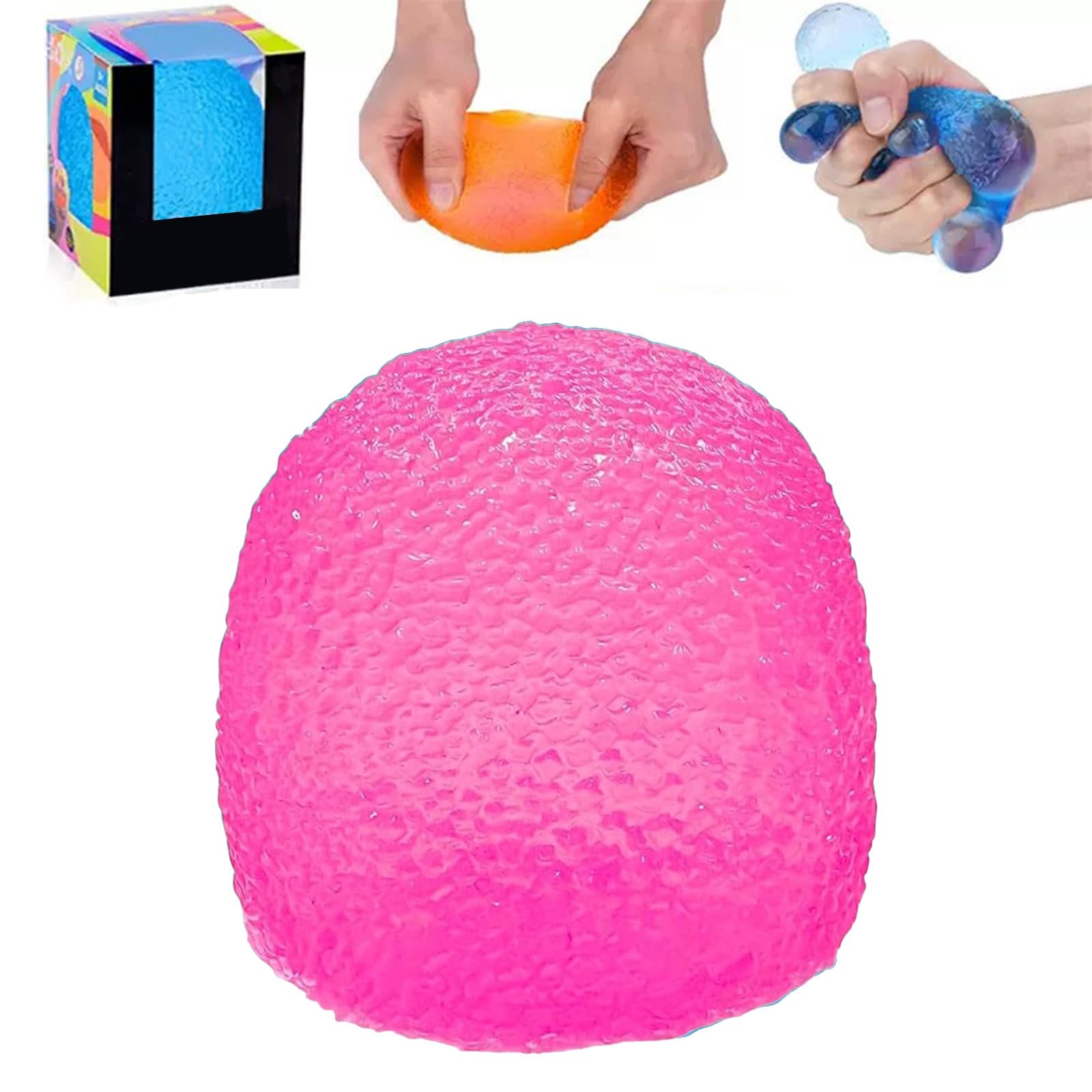 Gumdrop Squishy Stress Balls, Fidget Toys for Kids, Textured Stress Balls for Autism, Durable Stress Relief Toys, Hand Exercise Stress Ball Toys for Adults & Kids, Anxiety, Tension and Stress (Pink)