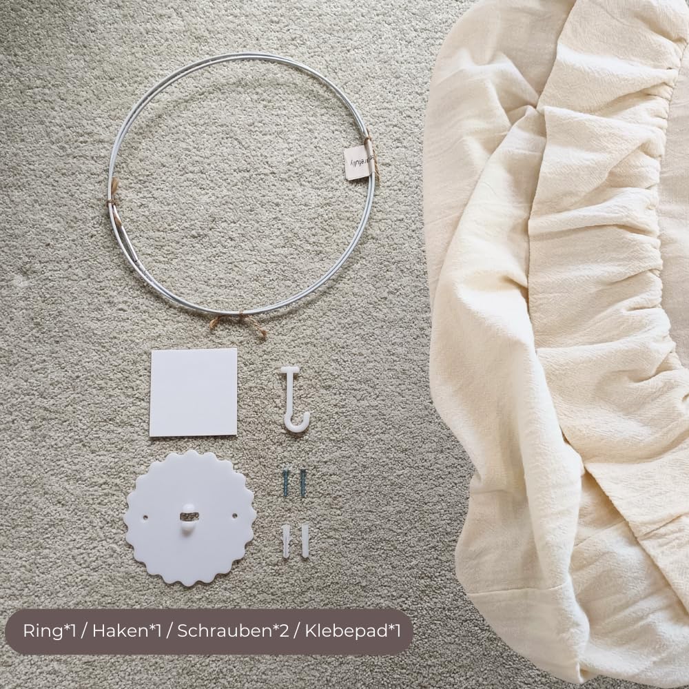 Wonder Space Kinderbetthimmel mit Rüschen, Pastell Neutrale Farbe für Jungen & Mädchen, Hängender Vorhang Moskitonetz für Kinderzimmer Babybett Kleinkinderbett Leseecke Dekoration (Cremefarben)