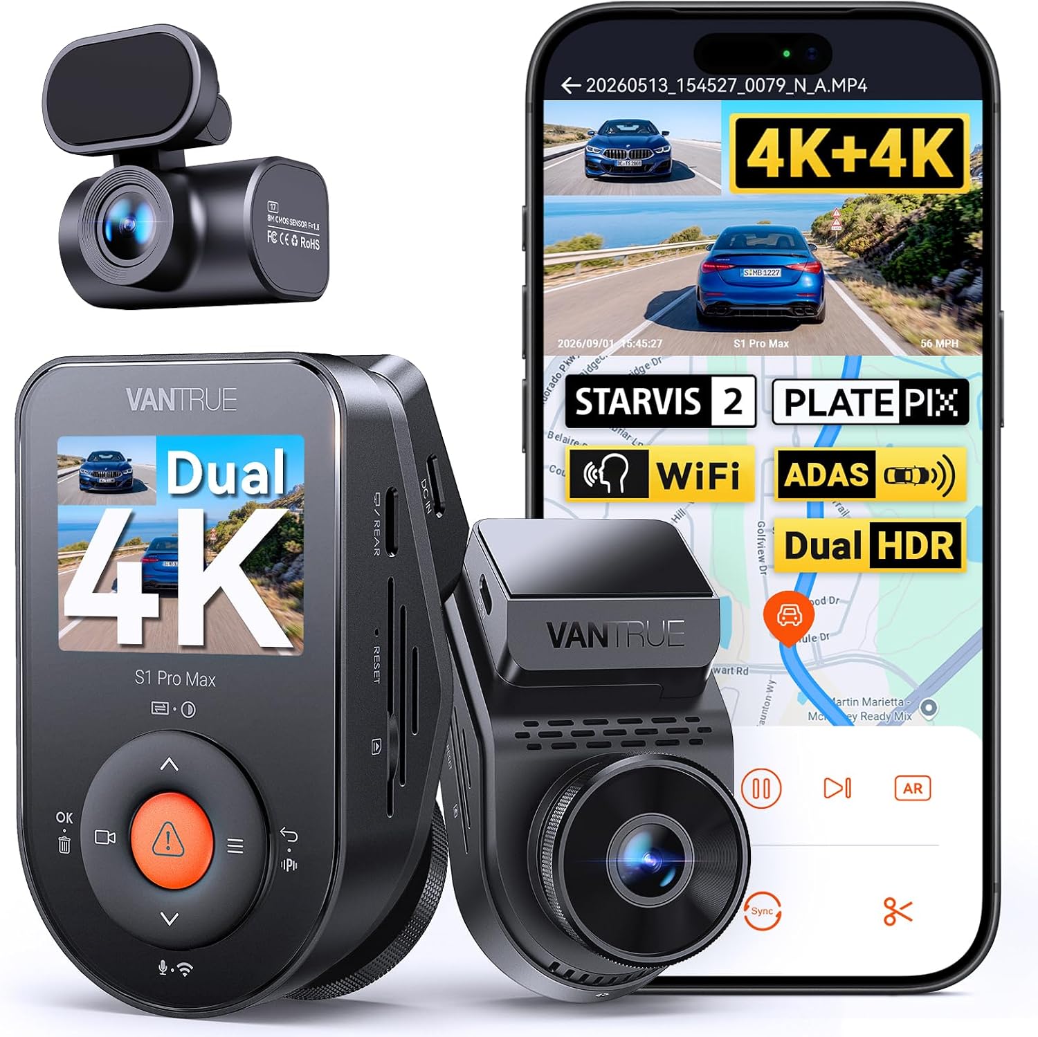 Vantrue S1 Pro Max Dual 4K Dash...