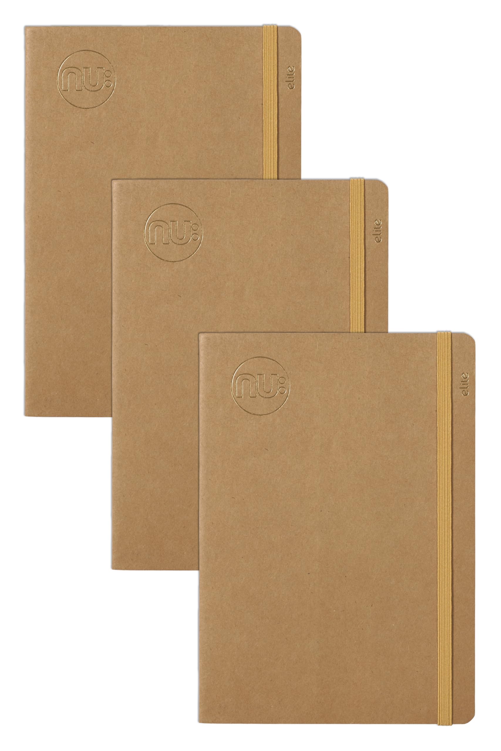 nu: Notebooks - Kraft Range - Manilla Stitched Spine A6 Notebook - Stationery Notebooks - Professional Notepad - Multipack of 3
