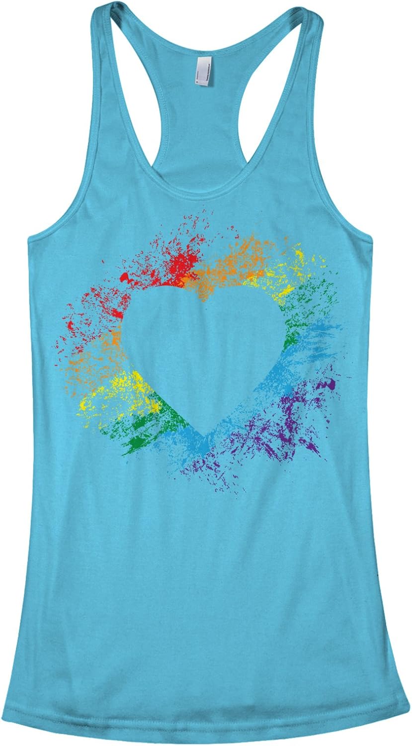 Threadrock Women's Rainbow Heart Racerback Tank Top