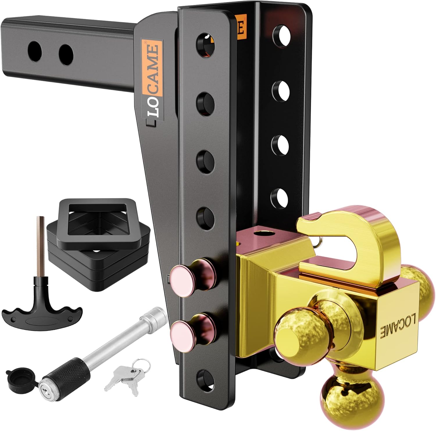 LOCAME Adjustable Trailer Hitch with Hook, TriBall (17/8", 2", 25/16