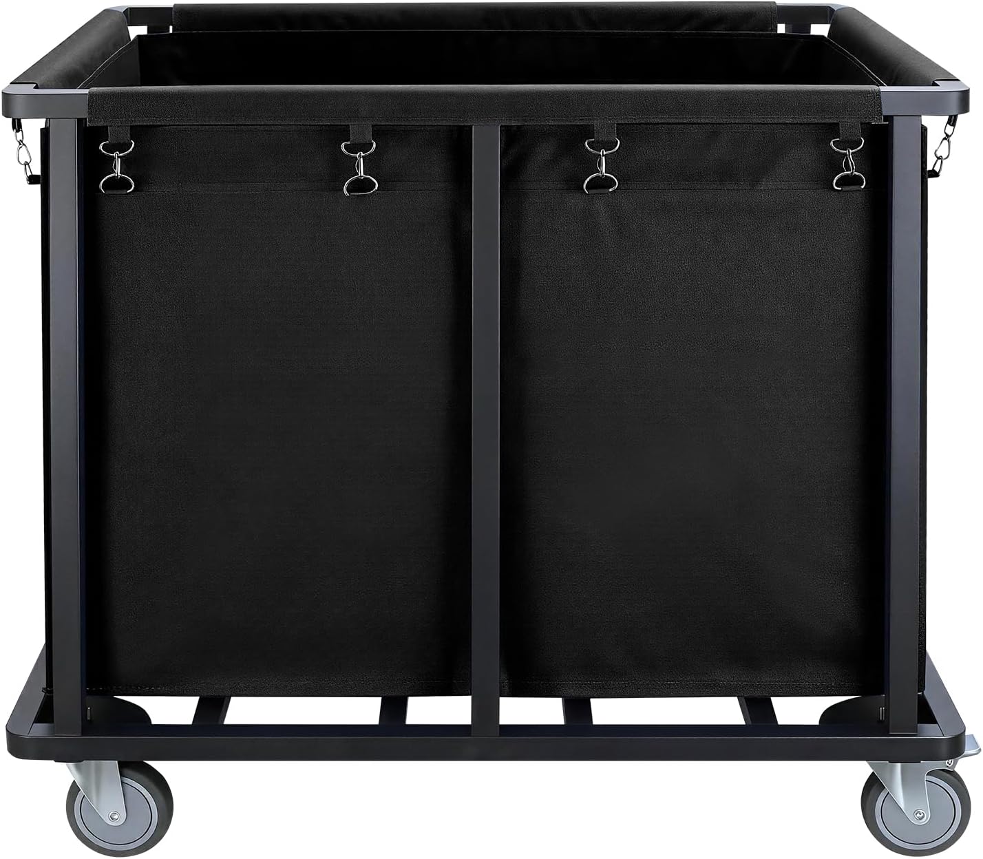 Commercial Laundry Cart with Wheels,400L Industrial Laundry Cart | 600 LBS Heavy Duty Commercial Laundry Basket with Steel Frame and Oxford Cloth Bag for Laundry Room,Hotel(Black)