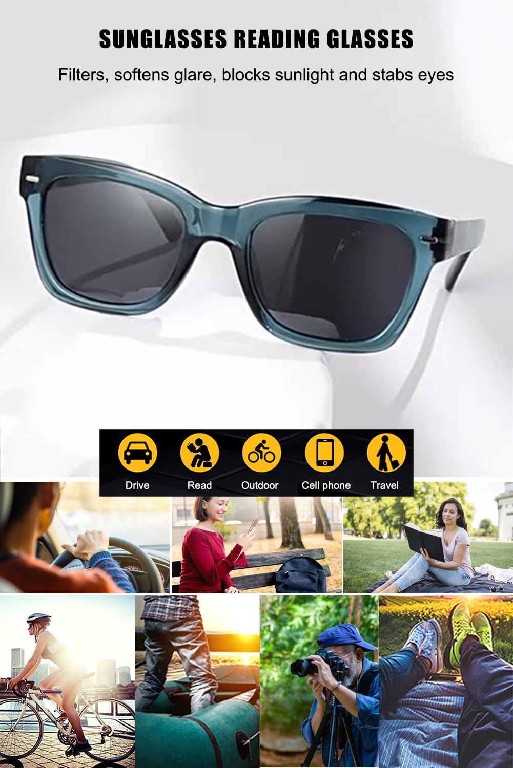 VEVESMUNDO Sonnenlesebrille Getönt Lesebrille mit Sonnenschutz Damen Herren Große Sehhilfe Sonnenbrille mit sehstärke 0,+1.0,+1.5,+2.0,+2.5,+3.0,+3.5,+4.0