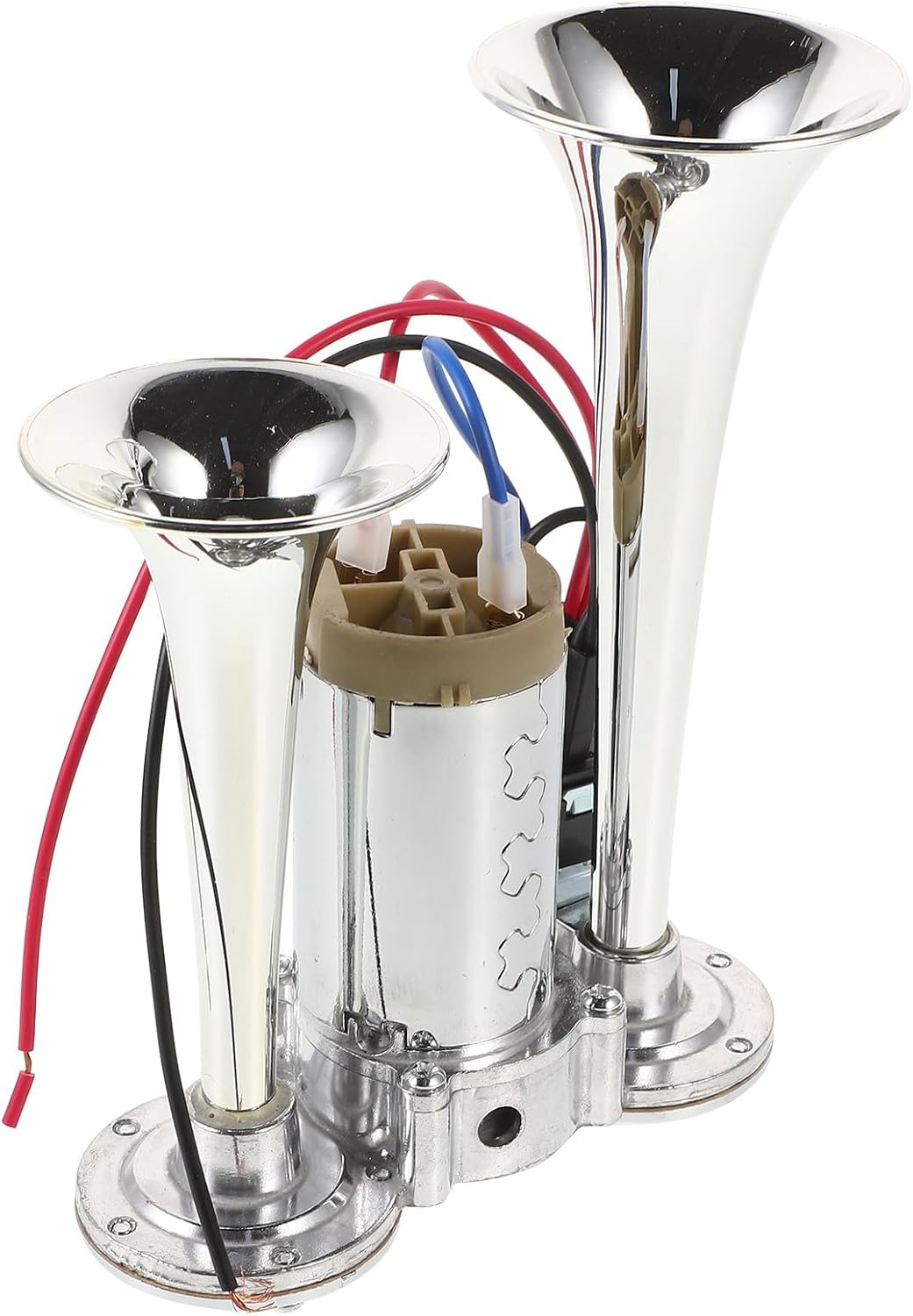 Electric Air Horn Loud Dual Trumpets 135db 24v Silver Train Horn Kit for Trucks Cars Motorcycles General Warning