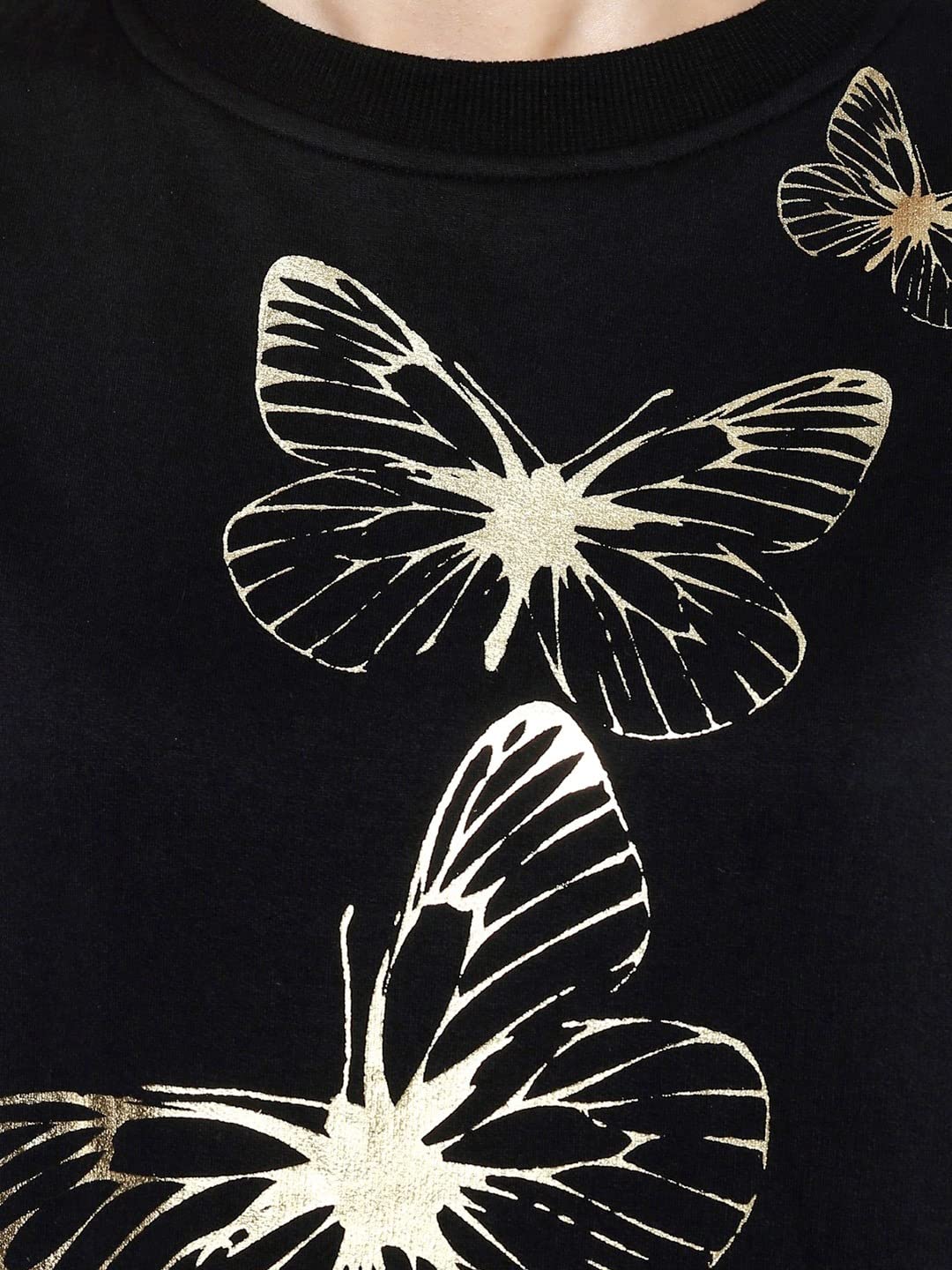 SASSAFRAS Black Sweatshirt with Foil Print 3