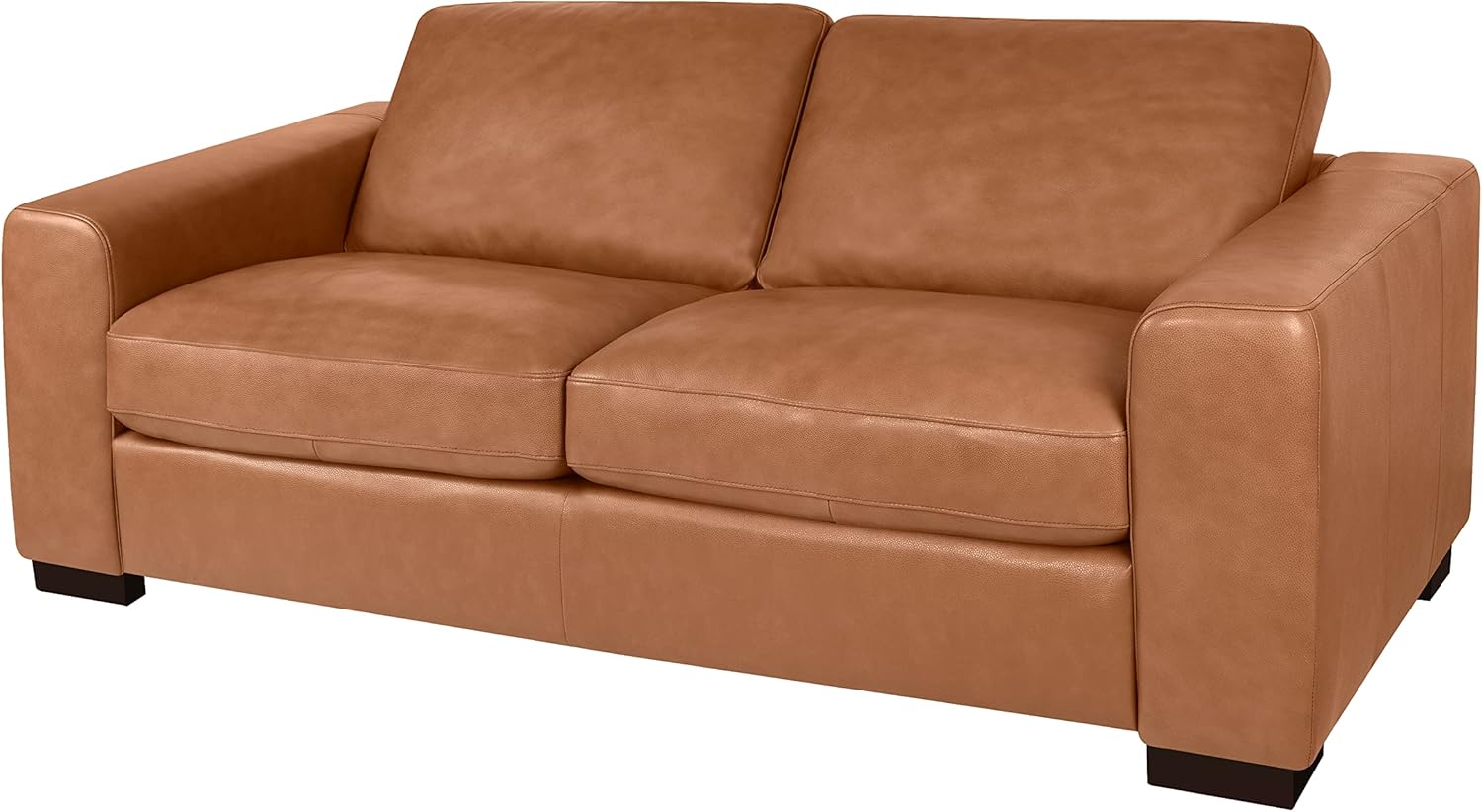 Naomi Home Oversized Genuine Leather Modern Loveseat Sofa