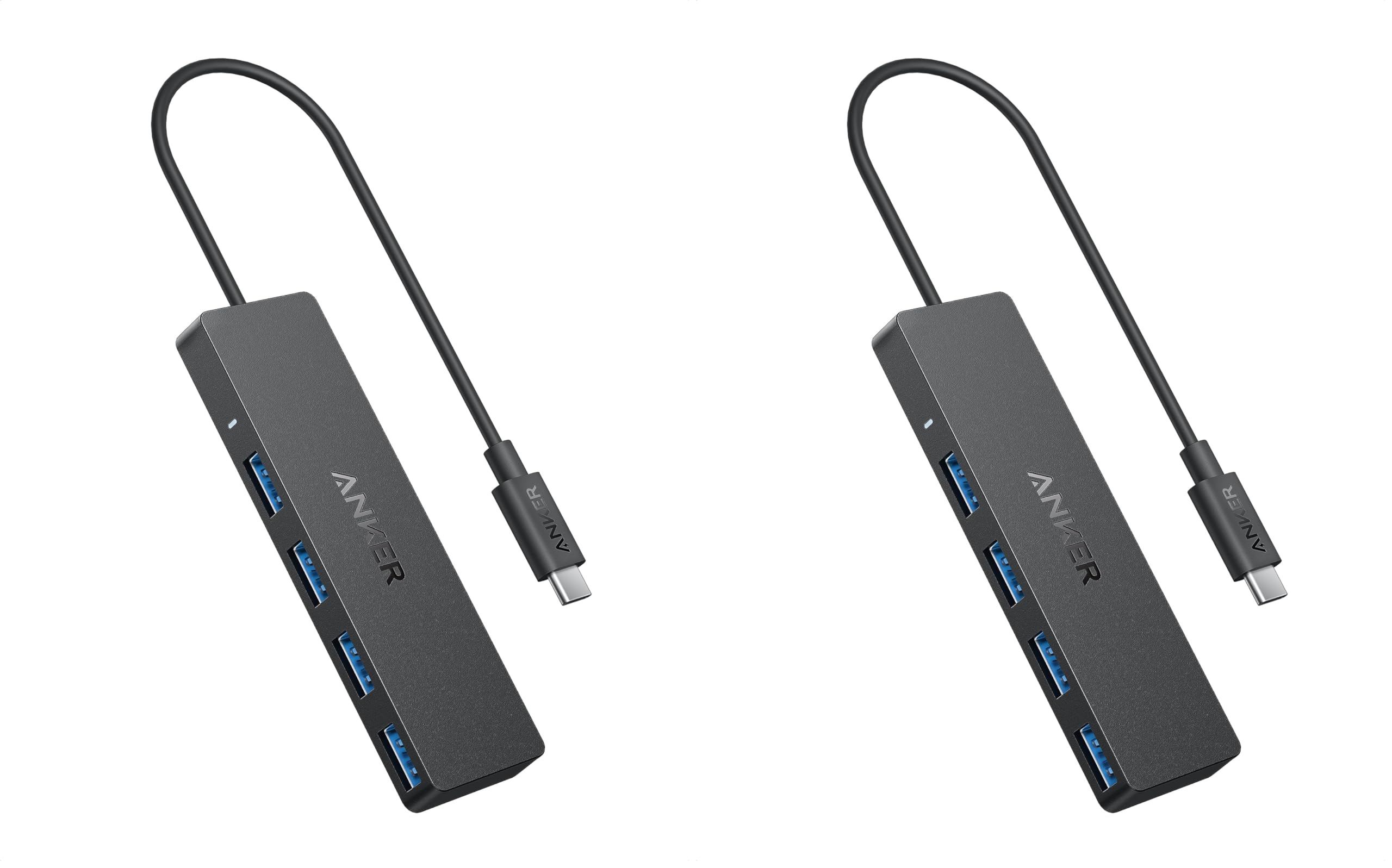 Anker 4-Port USB 3.0 Hub with 5Gbps Data Transfer, Ultra-Slim Data USB C Hub [Charging Not Supported], for MacBook, iMac, Surface, Mobile HDD, and More (USB-C, 0.7 ft) (Pack of 2)