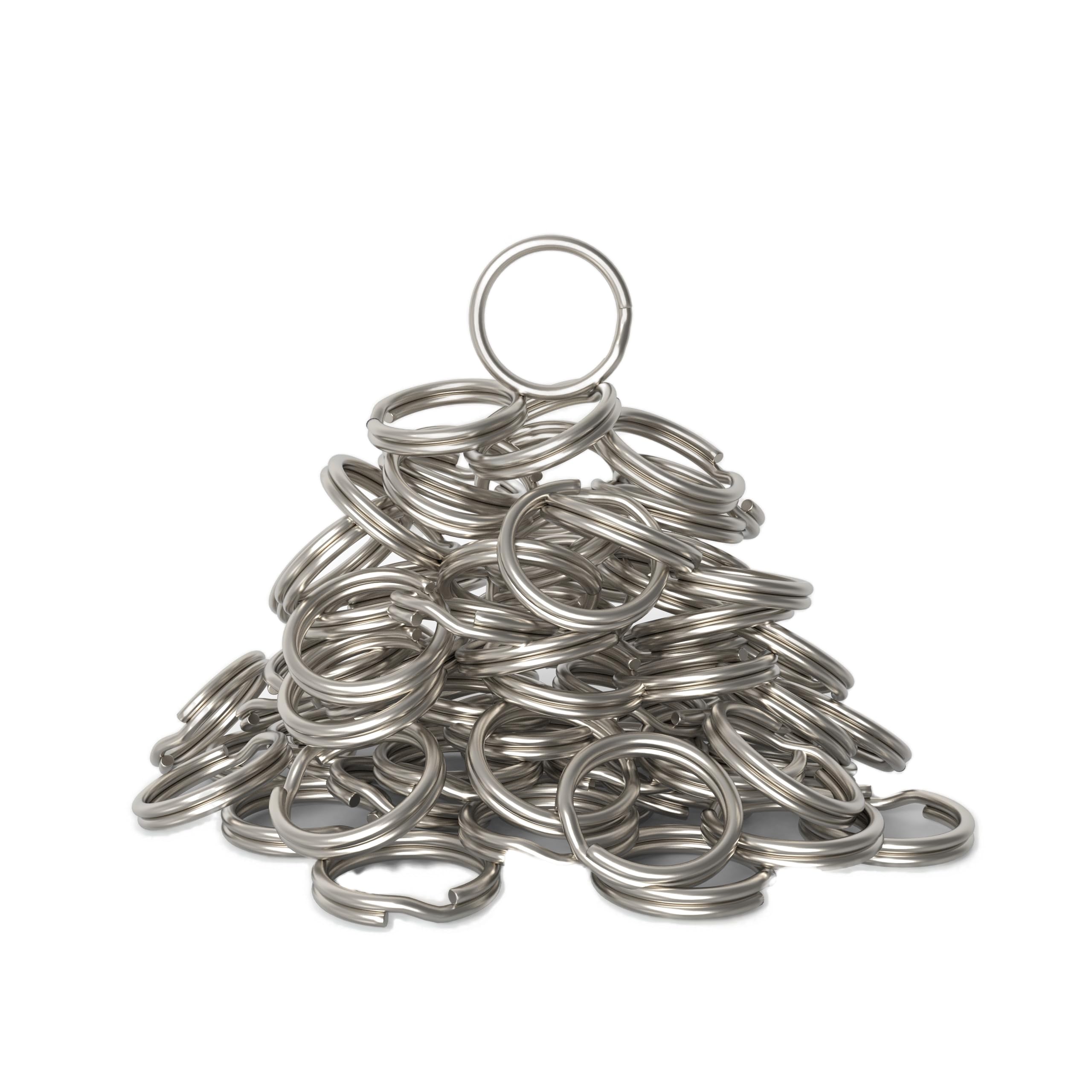 Silipac Keychain Rings Bulk 100 pcs - Split Ring Heavy Duty Crafts DIY Convenient Size 0.9 in (23 mm) - Steel Round Metal Key Rings