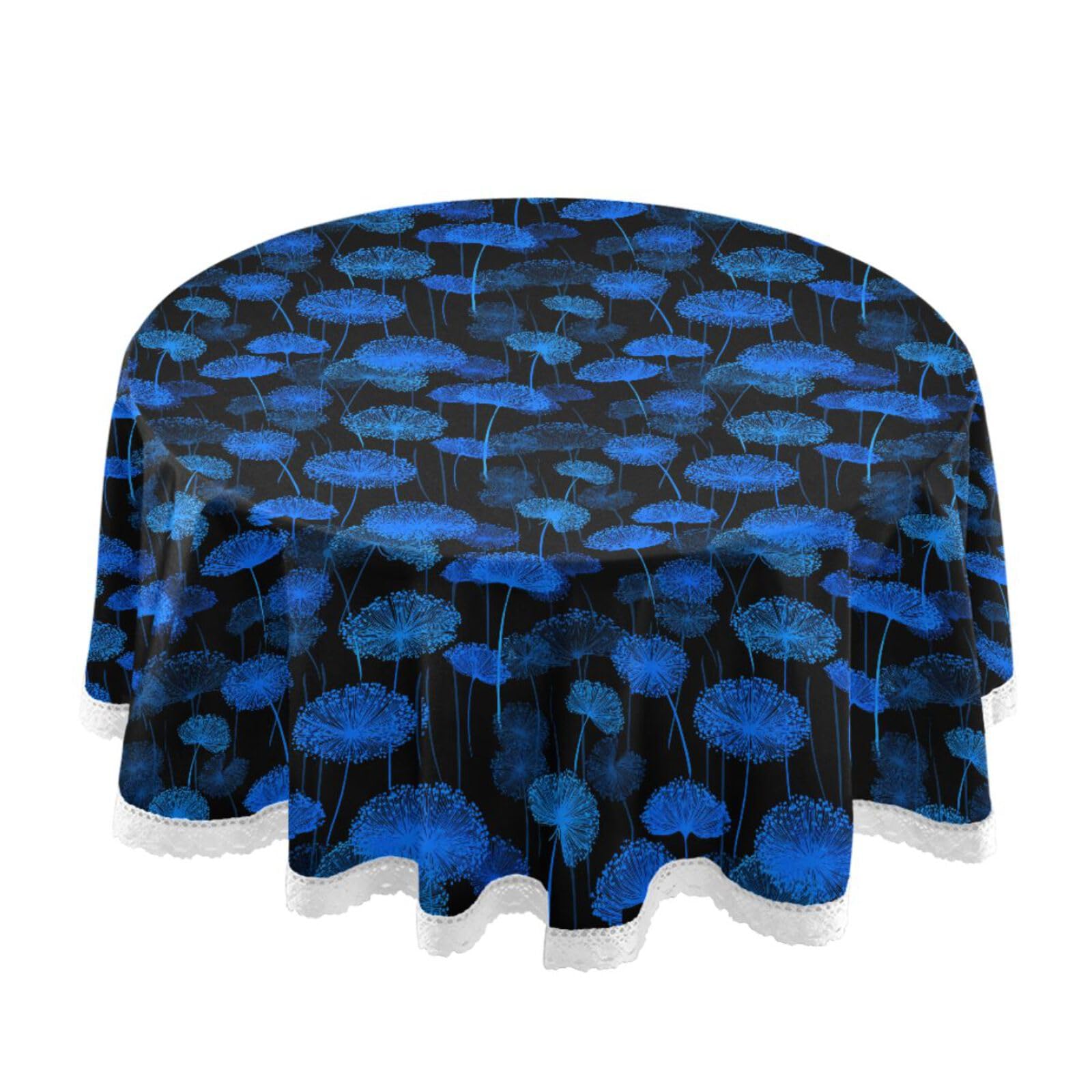Nappe circulaire en tissu bleu électrique antitache style gothique 152cm