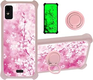 jioeuinly Blu Studio Mini 2023 Case Compatible with Blu Studio Mini 2023 Phone Case Cover [with Tempered Glass Screen Protector][Hard PC + Soft Silicone][Ring Support] [Luminous Effect] YGF-MH