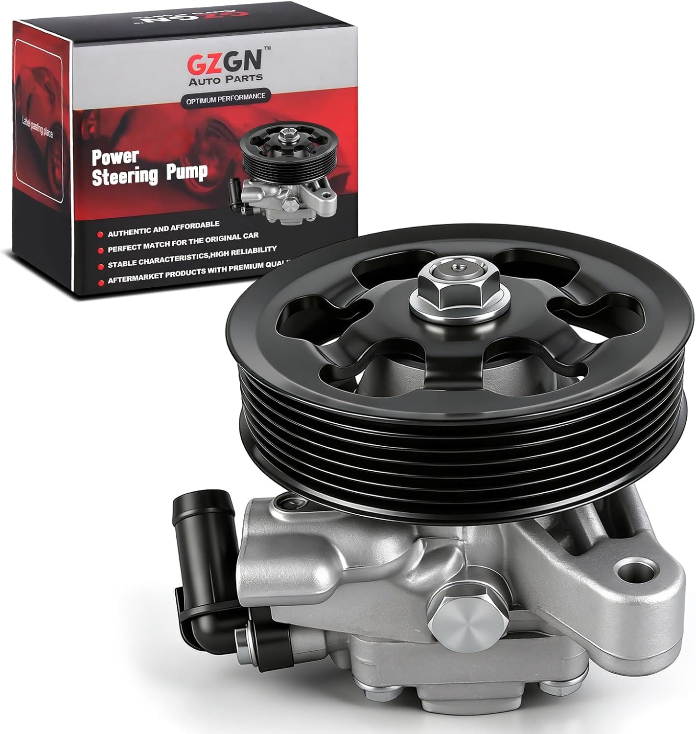 Power Steering Pump 21-5456 with Pulley Compatible with Honda Civic 1.8L 2006 2007 2008 2009 2010 2011, Power Assist Pump Replace# 56110-RNA-A01, 56110-RNA-A02