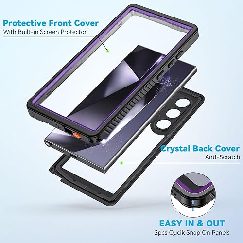 Miniatura 10 de Lanhiem Funda para Samsung Galaxy S24 Ultra, IP68 impermeable a prueba de polvo, protector de pantalla integrado, resistente cuerpo completo a
