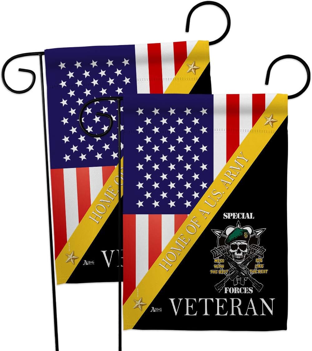 Home of Arny Special Forces Garden Flag - 2pcs Pack Armed Army Rangers United State American Military Veteran Retire Official - House Banner Small Yard Gift Double-Sided Made in USA 13 X 18.5