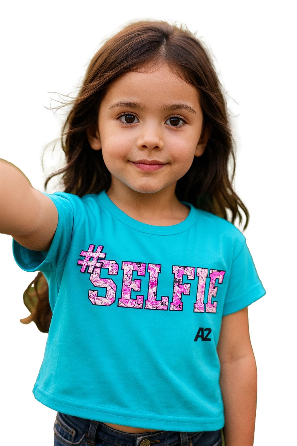 A2z 4 Kids Girls Turquoise Selfie Floss - Crop Top Selfie Splash 5-6