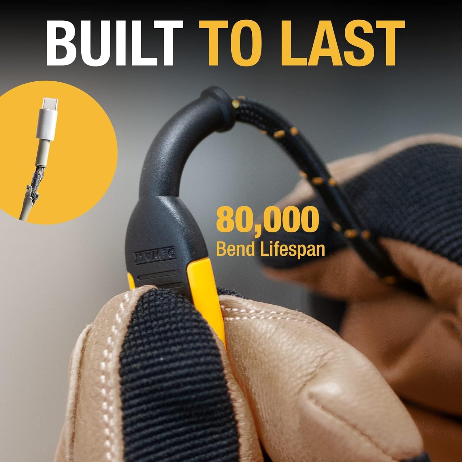 DEWALT Heavy Duty USB C Cable, Jobsite 60 Watt USB C Cable, High Speed Type-C to Type-C, Fast Charge PD USBC Fast Charging Cord for iPhone 17/16/15 Plus Pro Max MacBook iPad Samsung Galaxy 3Pack 4 ft