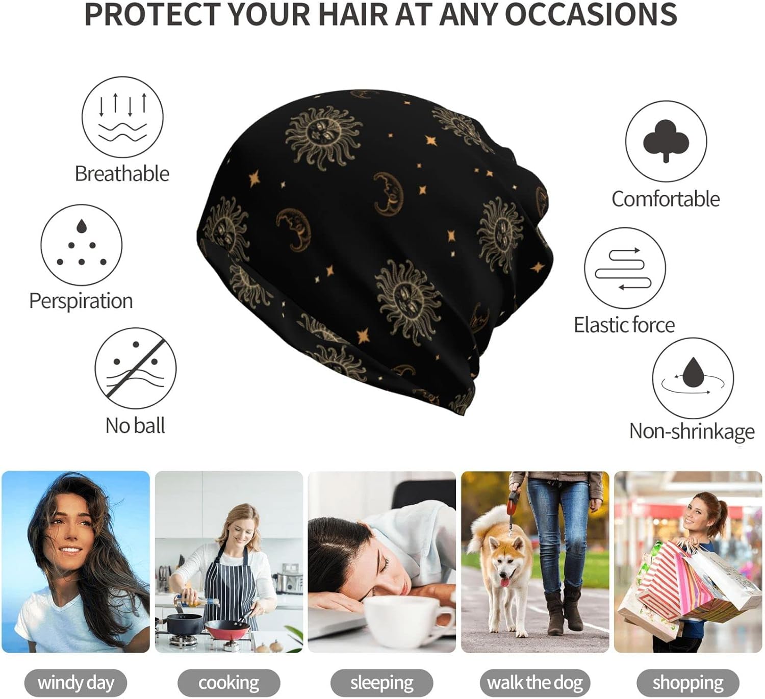 Skull Beanie Hat Baggy Slouchy Skull Chemo Beanies Cap Stretch Scarf Head Wrap Hip Hop Hats for Men Women Winter - Image 3