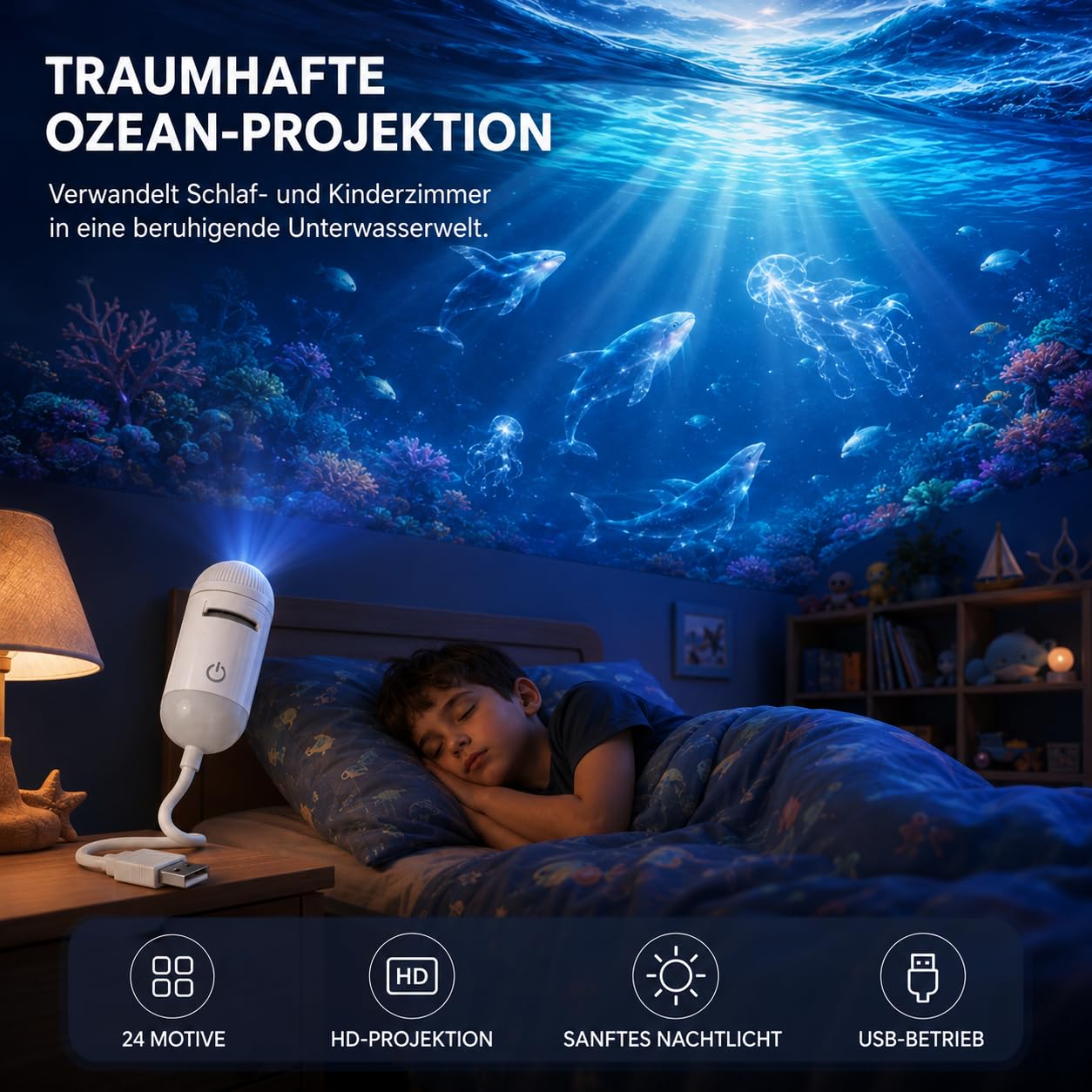 Inteligentny holograficzny projektor nocny-8