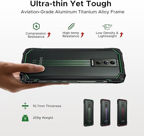 Miniatura 2 de DOOGEE Blade10 Energy Android 15 Smartphone resistente 4.5G, 0.421 in ultrafino, 24GB+128GBTF 2TB Octa Core teléfono resistente, 6.56 pulgadas HD+