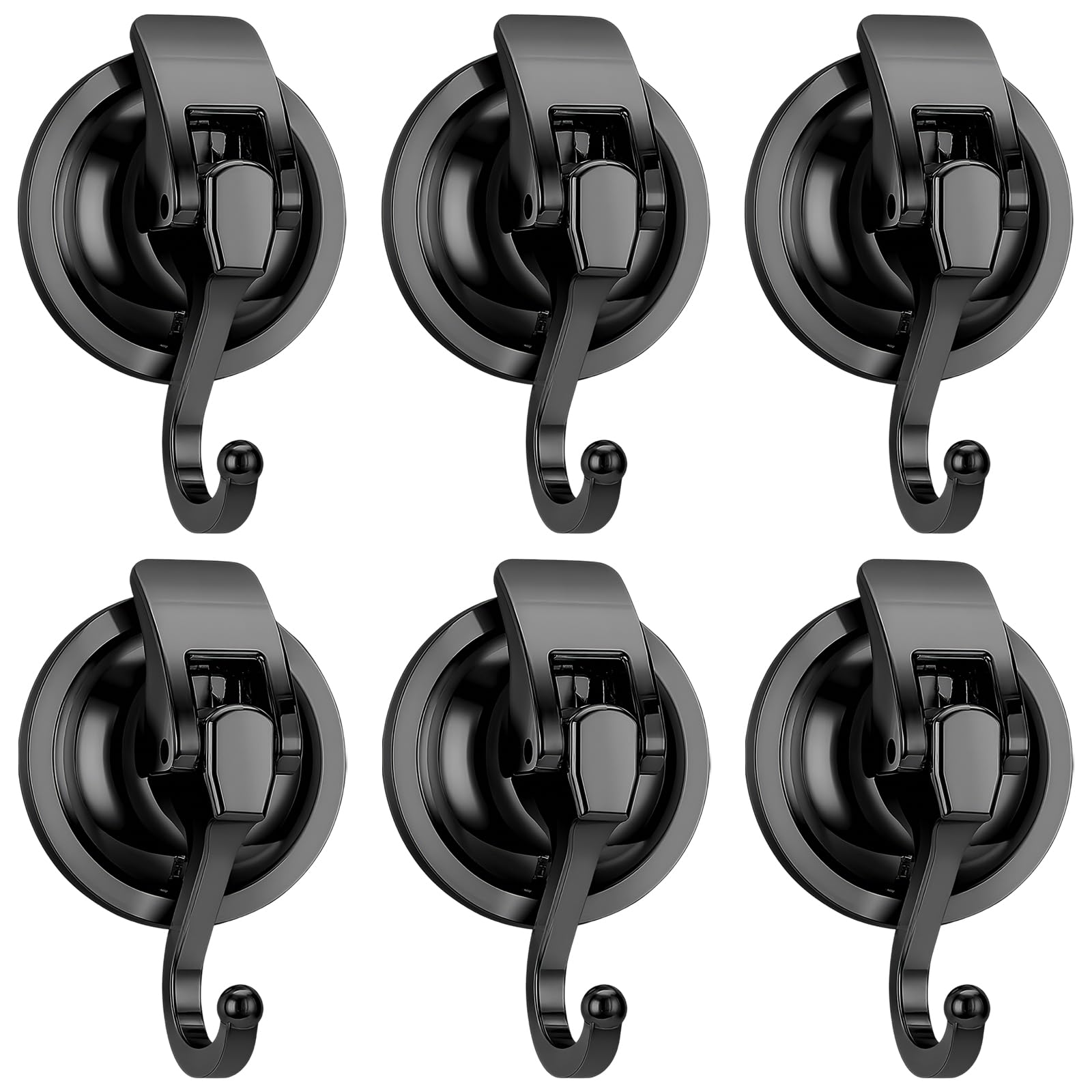 QZDAFFIC 6PCS Suction Hooks, Premium Vacuum Hanging Suction Cup Hooks Heavy Duty with Max. Load 5KG