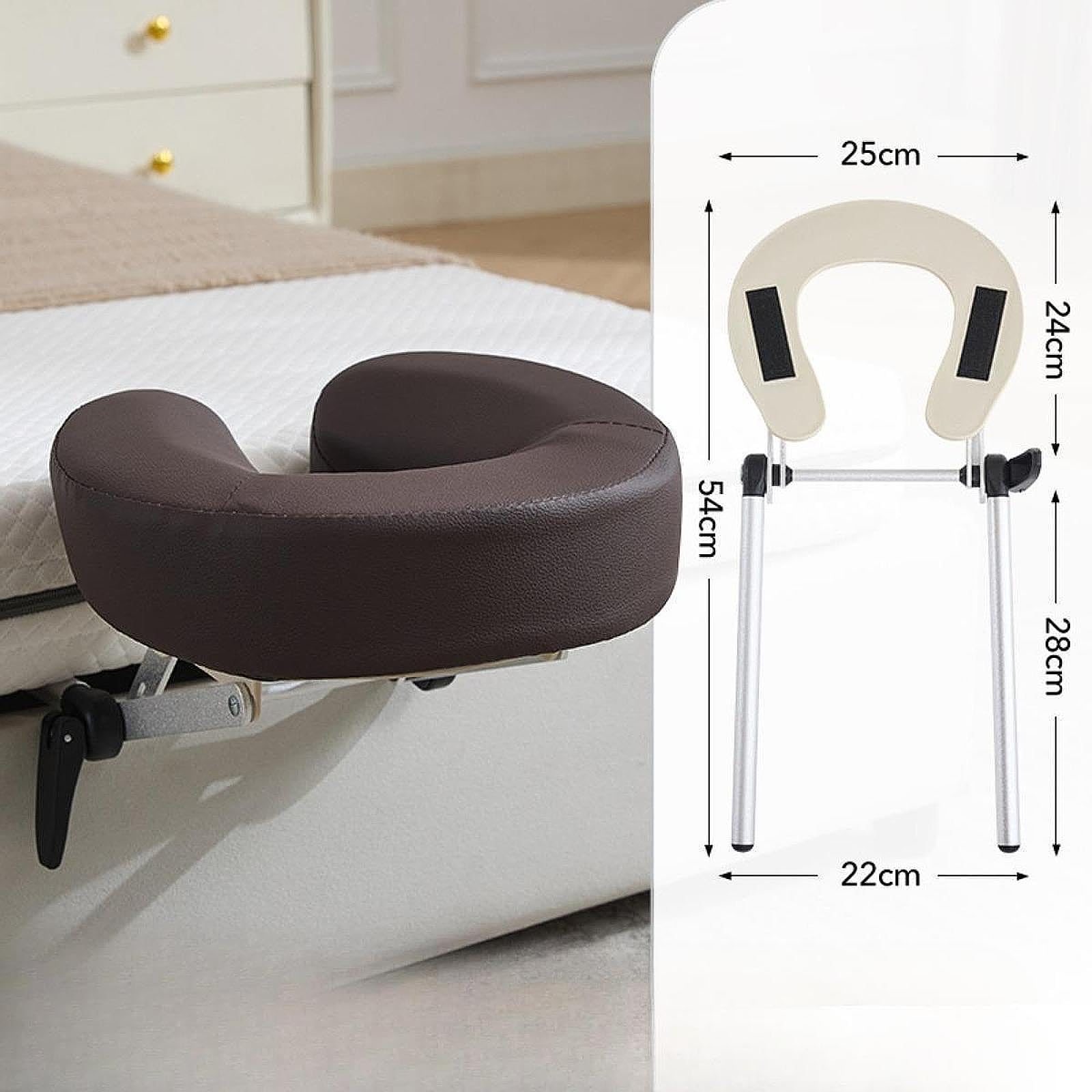 Kopfmassage Und Kissen Set, Gesichtskissen mit Höhen Und Neigungsverstellbarer Unterstützung, Dicke Memory Schaum Polsterung, Kaffee
