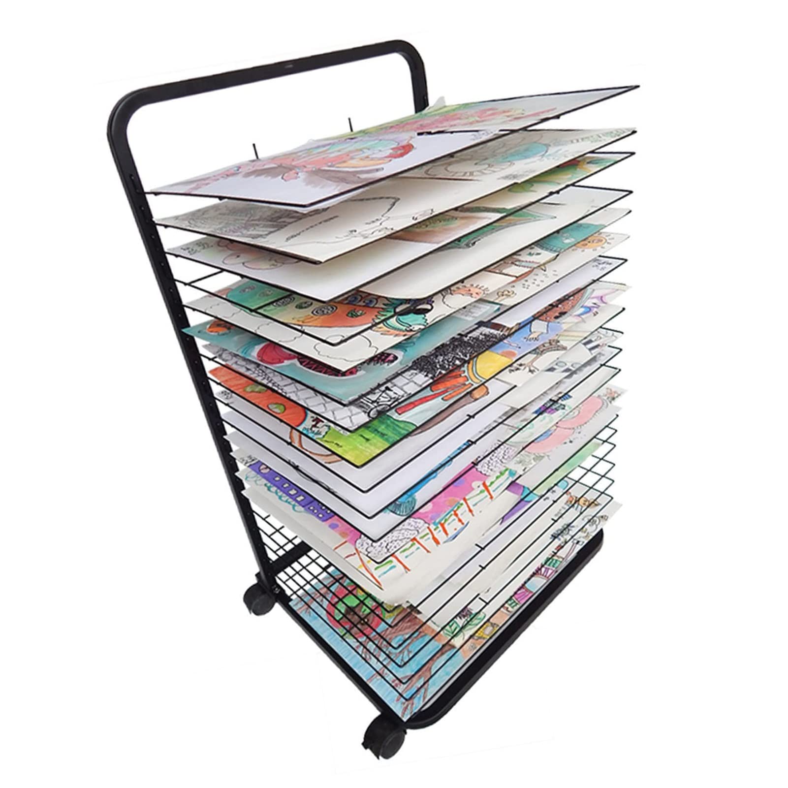 Aioneer Art Drying Rack For Classroom - Sided Wire Drying Shelf, Flexible Shelves, Art Rack Storage Organizer With Wheels, Mobile Classroom Studio Home Painting Drying Rack, For Kids, Ar,35,layer