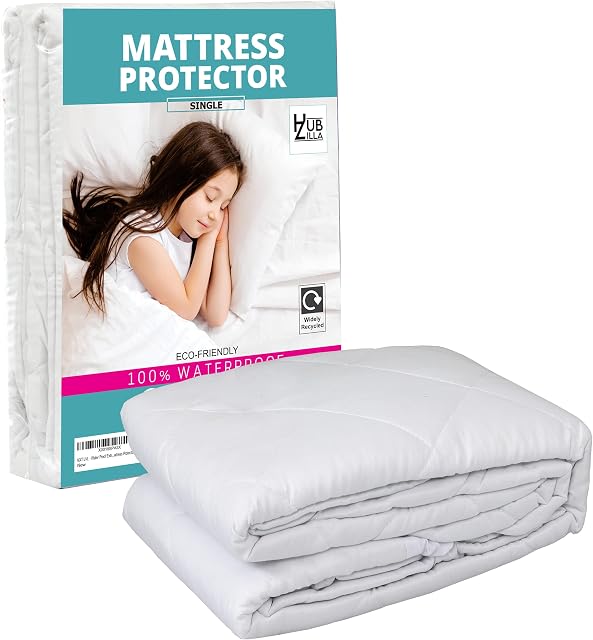 Waterproof Mattress Protector Single Bed- White  90 x 190 x 40 CM Extra Deep Quilted Single Mattress Protector - Single Mattress Cover with Breathable Padding & 360° Elasticized Belt - Hotel Quality