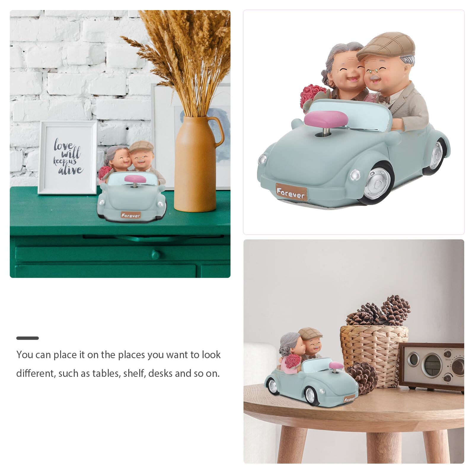 Artibetter Ältere Paar Figur aus Harz Dekoration für Hochzeitstag und Valentinstag Ornament für Zuhause Geschenk für Eltern und Paare