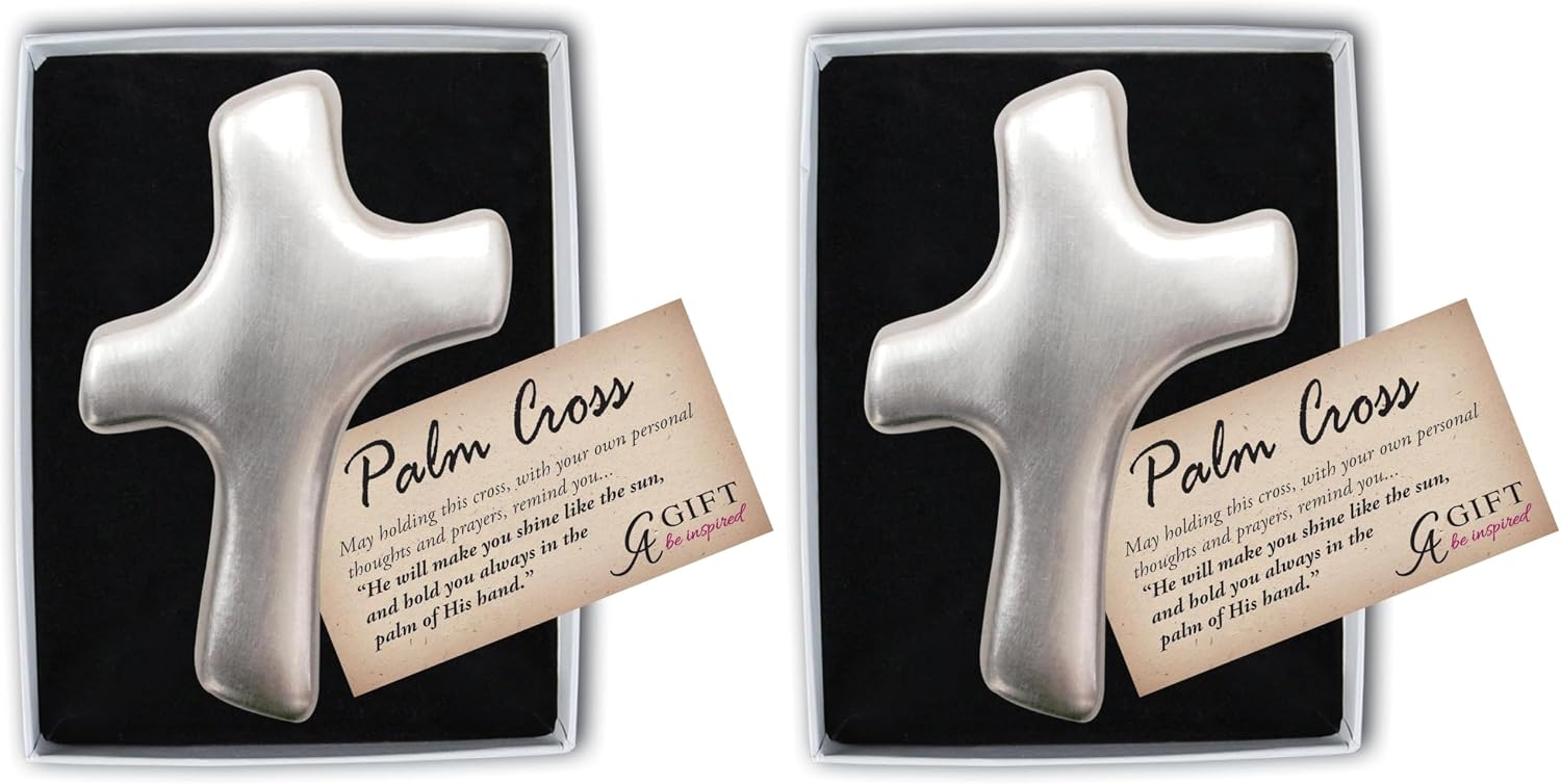 Cathedral Art (Abbey & CA Gift Blank Palm Cross, 1 Count (Pack of 1), Silver, 0.62" x 1.88"