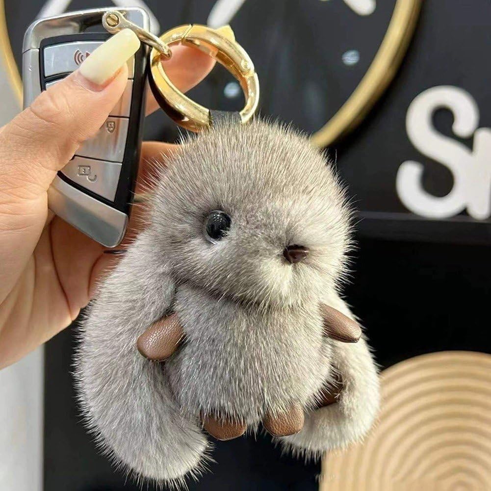 Portachiavi Coniglio Morbido In Pelliccia Sintetica Rosa - Portachiavi Peluche Pasquale