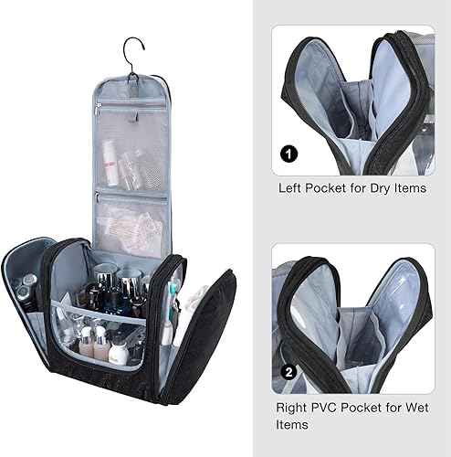 Miniatura 7 de BAGSMART - Estuche de viaje para cosméticos y artículos de aseo personal con gancho para colgar neceser organizador de viaje para champú y otros
