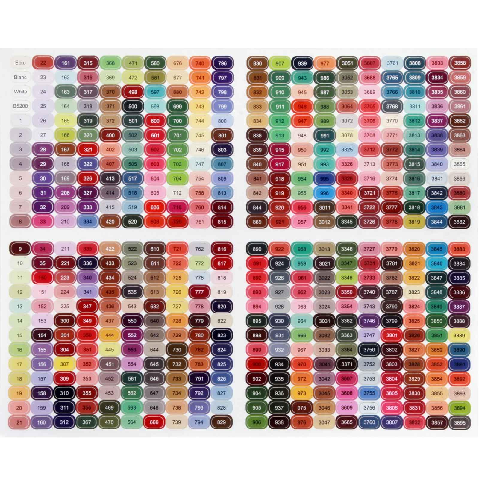 Hamtery 500 Pcs Embroidery Floss Number Stickers Color-Coded Labels