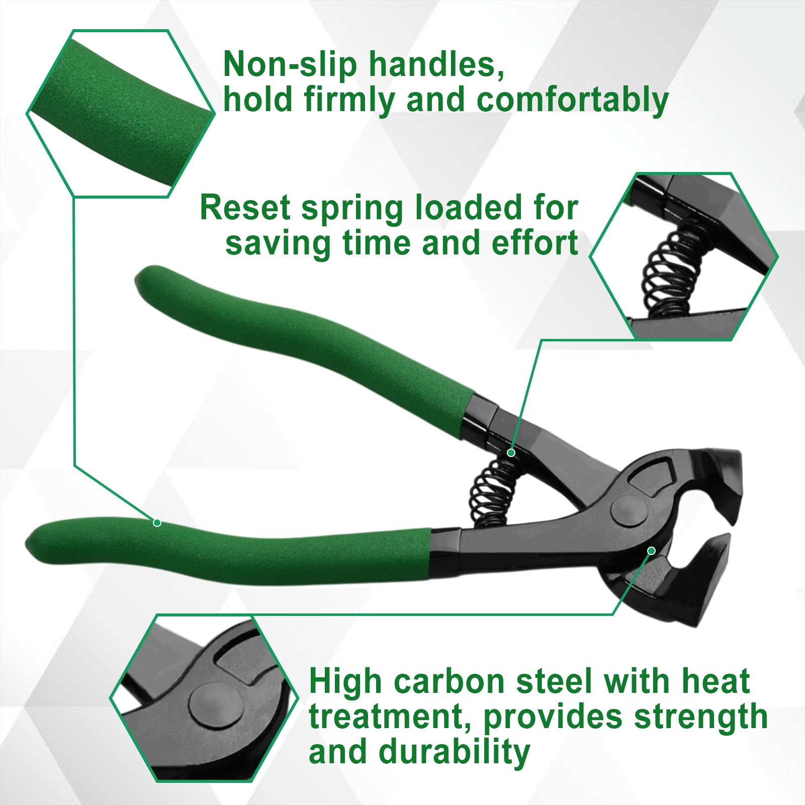 INJOYTEC Glass Tile Nipper 7.5 Inches Tile Working Tool with Compound Strength Spring Load for Tile up to 7/16 Inch Thick Quickly Cutting Mosaics Tile High Carbon Steel Double Blade Anti-Slip - Image 3