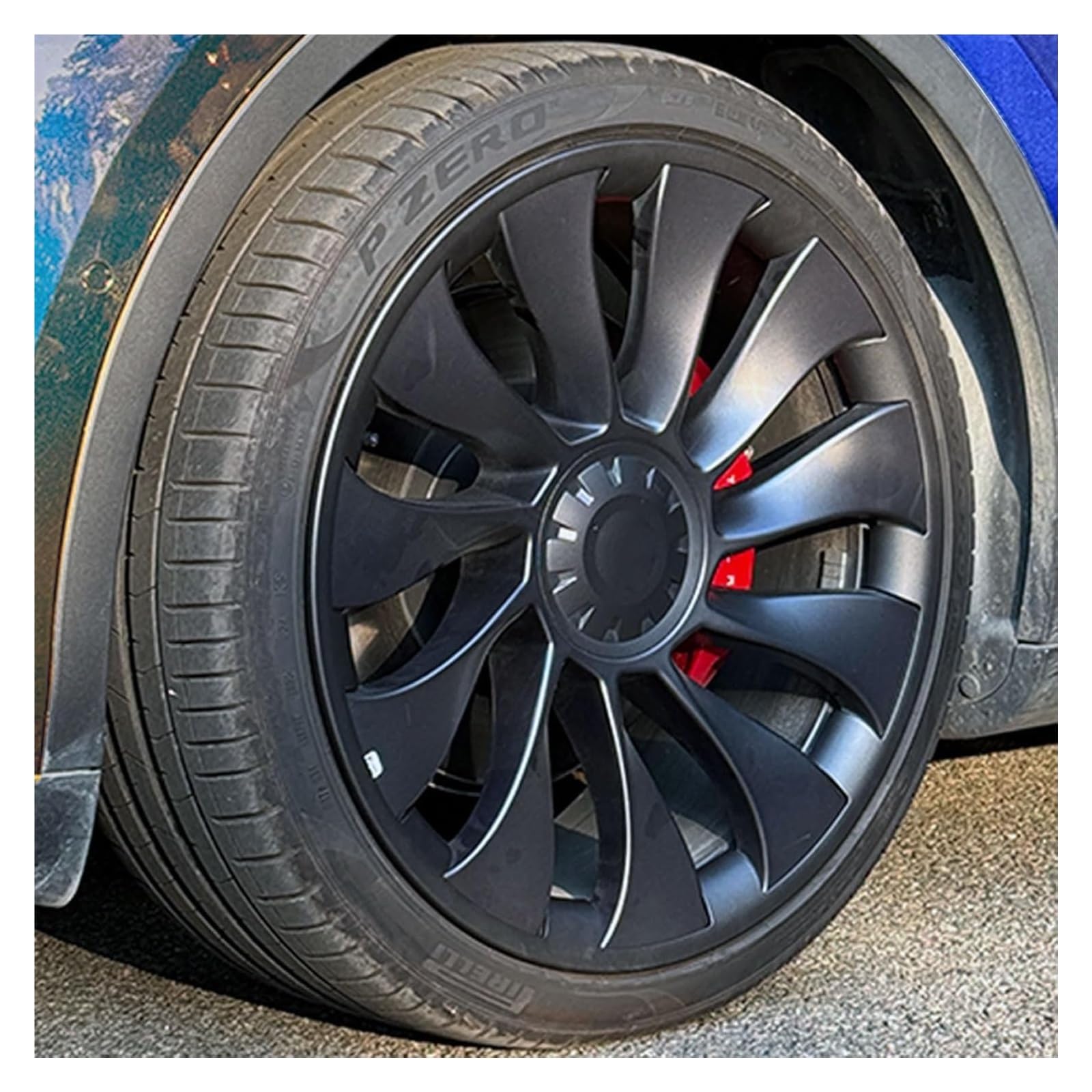 Osłona piasty koła， Pasuje do 20-calowego ochraniacza felgi Tesla Model Y. Matowe kołpaki na ABS jako akcesoria ochronne