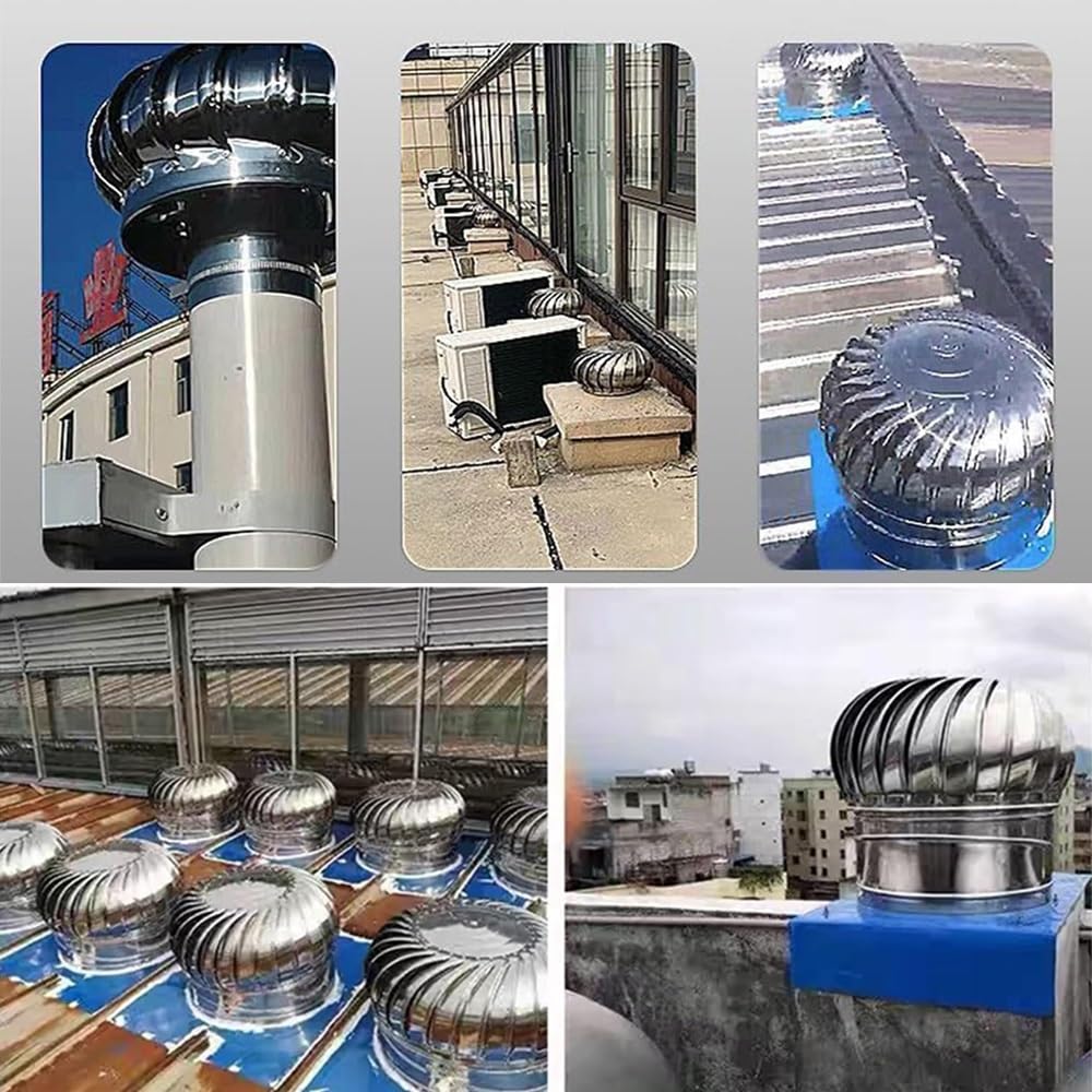 Comignolo Girevole In Acciaio Inox Per Ventilazione 150 160 250 350 450mm Turbina Di Ventilazione Per Comignolo Per Una Ventilazione Tetti, Case, Fabbriche(350mm/13.78in)