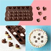 Vista 6 de 2 moldes de silicona con forma de corazón y estrella, 15 cavidades para chocolate, bandejas de cubitos de hielo, dulces, pasteles, 100 % de grado