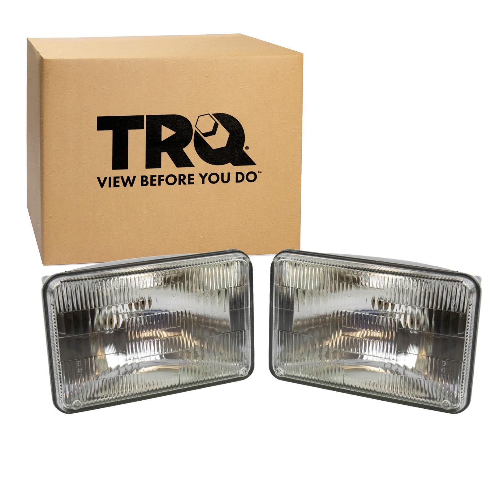 TRQ Driver and Passenger Side Headlight Assembly Set Compatible with 82-92 Chevrolet Camaro High Beam 76-88 Chevrolet Monte Carlo El Camino Caprice Impala High Beam