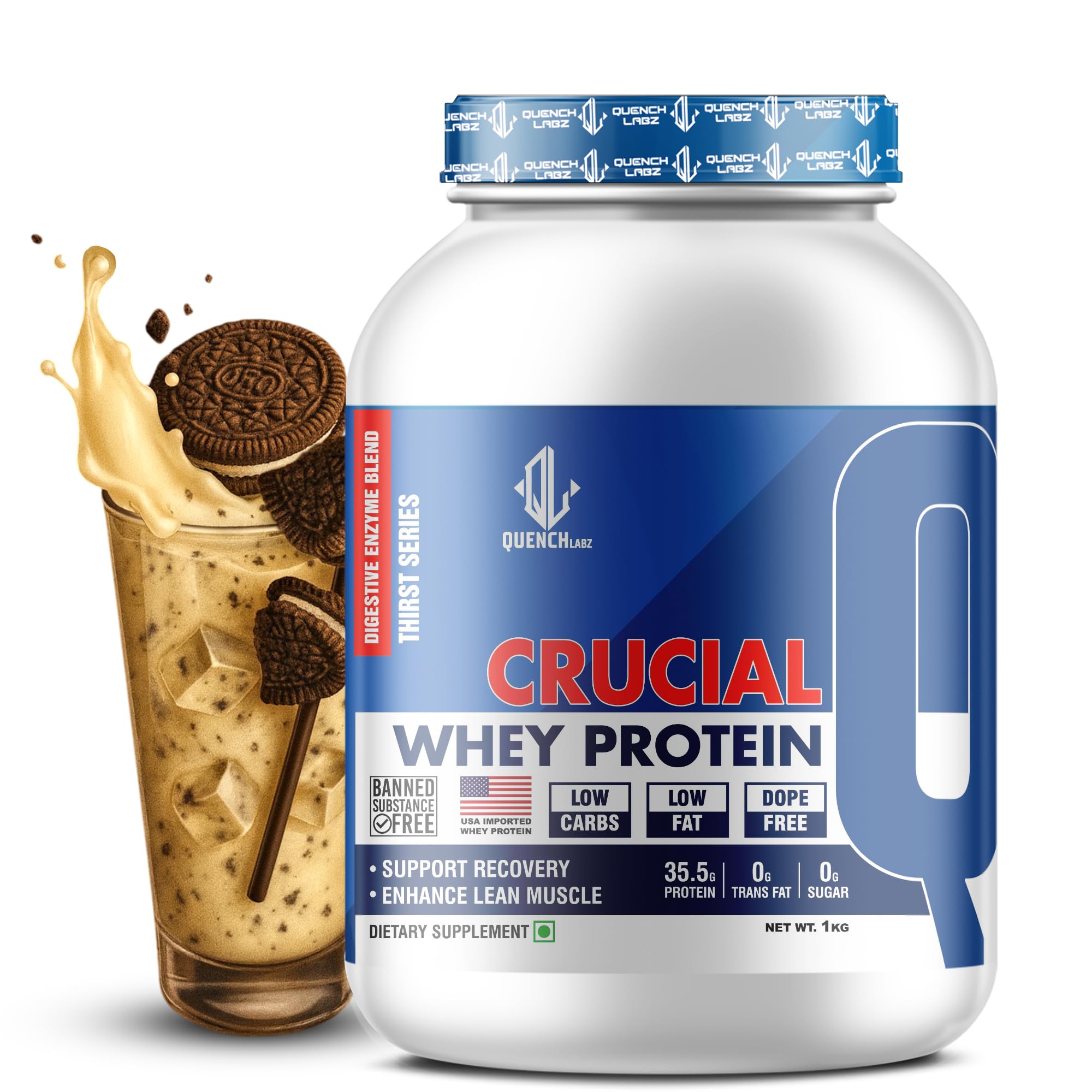 QUENCHLABZ CRUCIAL Whey Protein 1kg Mango | 35.5g Protein per Serving | Low Carb, Low Fat, No Sugar | Muscle Recovery & Growth | FSSAI Certified — Amazon image 21