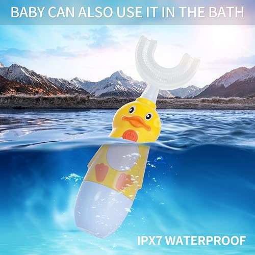 Miniatura 3 de RAXIFU Cepillos de dientes eléctricos en forma de U, cepillo de dientes eléctrico para niños, cepillo de dientes alimentado por batería para niños