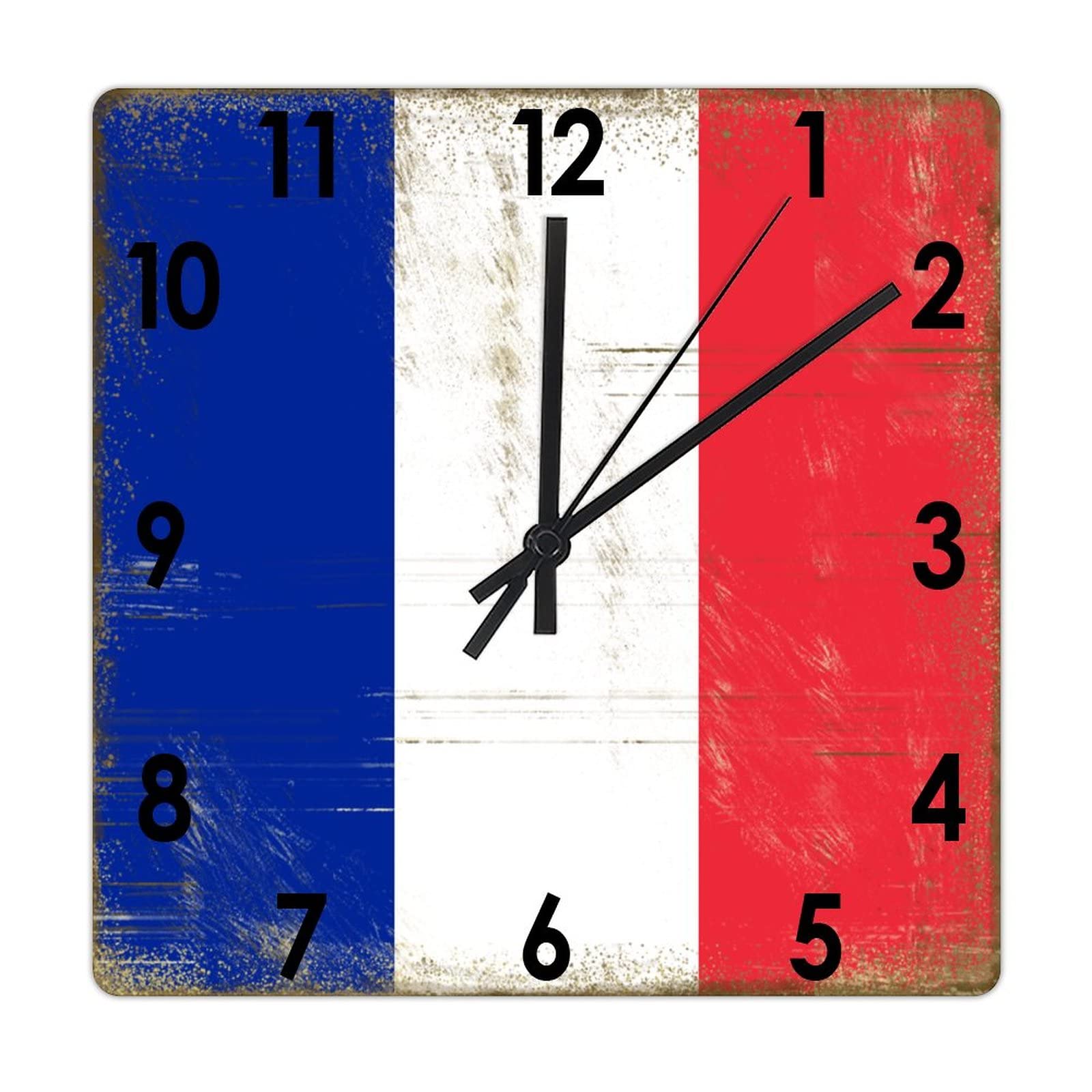 Horloge drapeau France bois 38cm, le cadeau de pendaison de crémaillère idéal