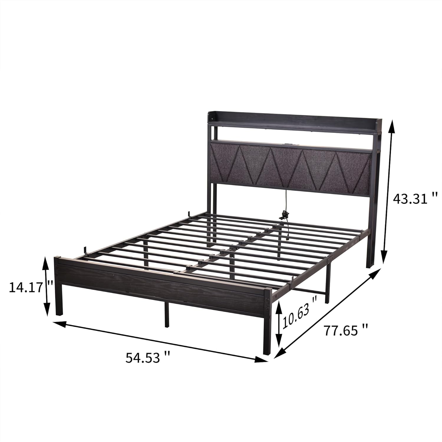 Diagram showing the dimensions of the VERFARM Full Size Bed Frame