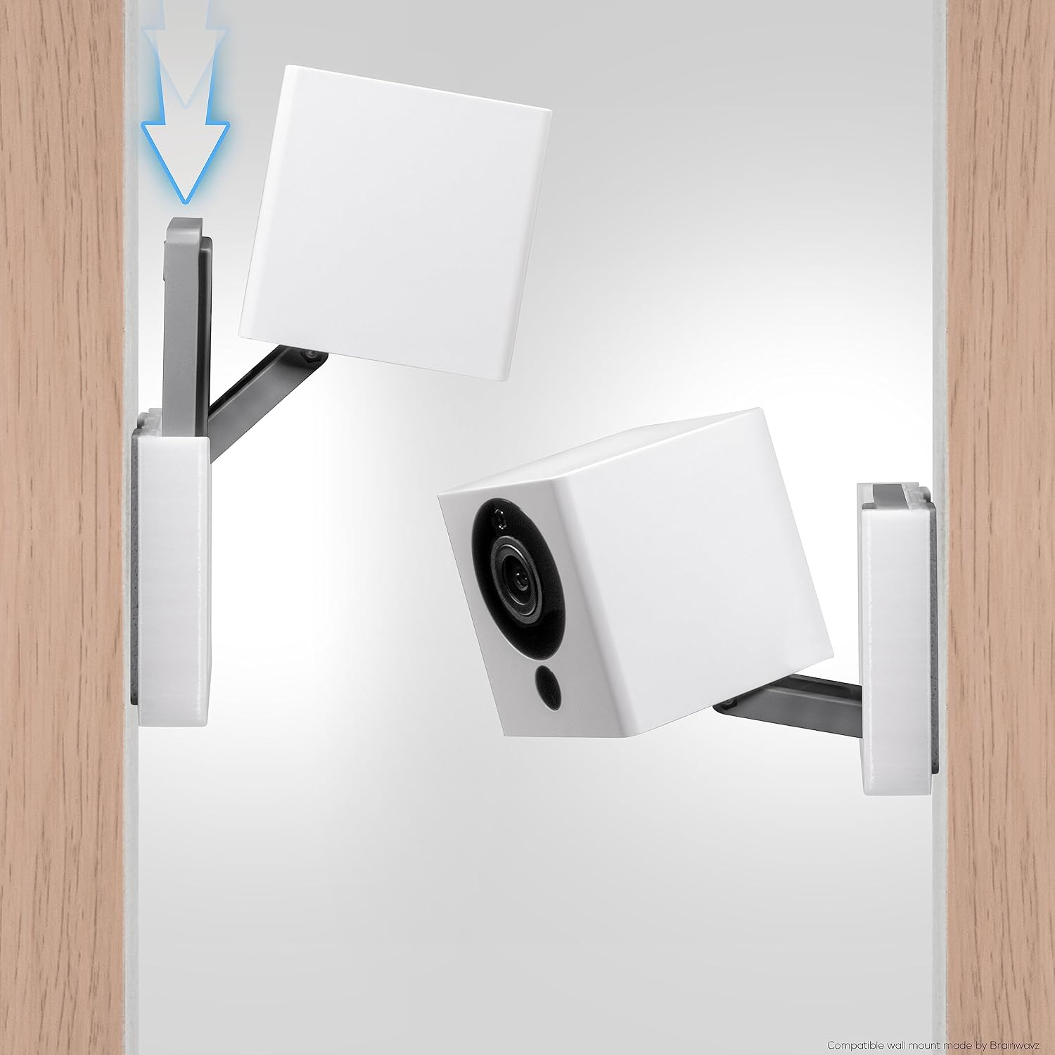 BRAINWAVZ Screwless Wall Mount Kit for Wyze Cam V2, VHB Stick On - Easy to Install, No Tools Needed, No Mess, No Drilling, Strong Adheasive Mount (3 Pack), White