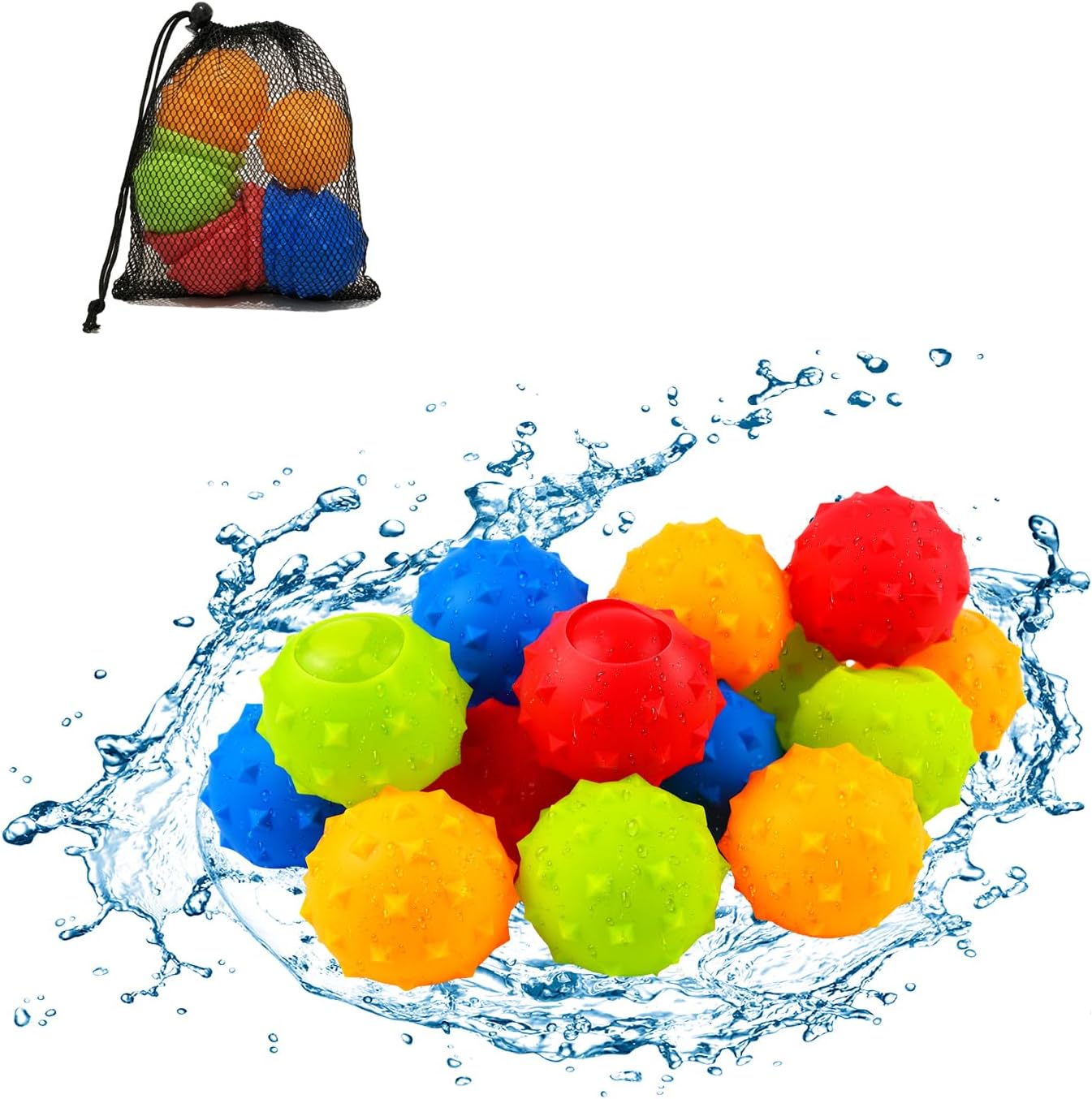 12pcs Reusable Water Balloons Summer Toys: Outdoor Toys for Kids Ages 8-12, Pool Toys Water Balloons Quick Fill, Hawaiian Tropic Beach Ball, Self Sealing Water Balloons, Water Toys for Backyard Games