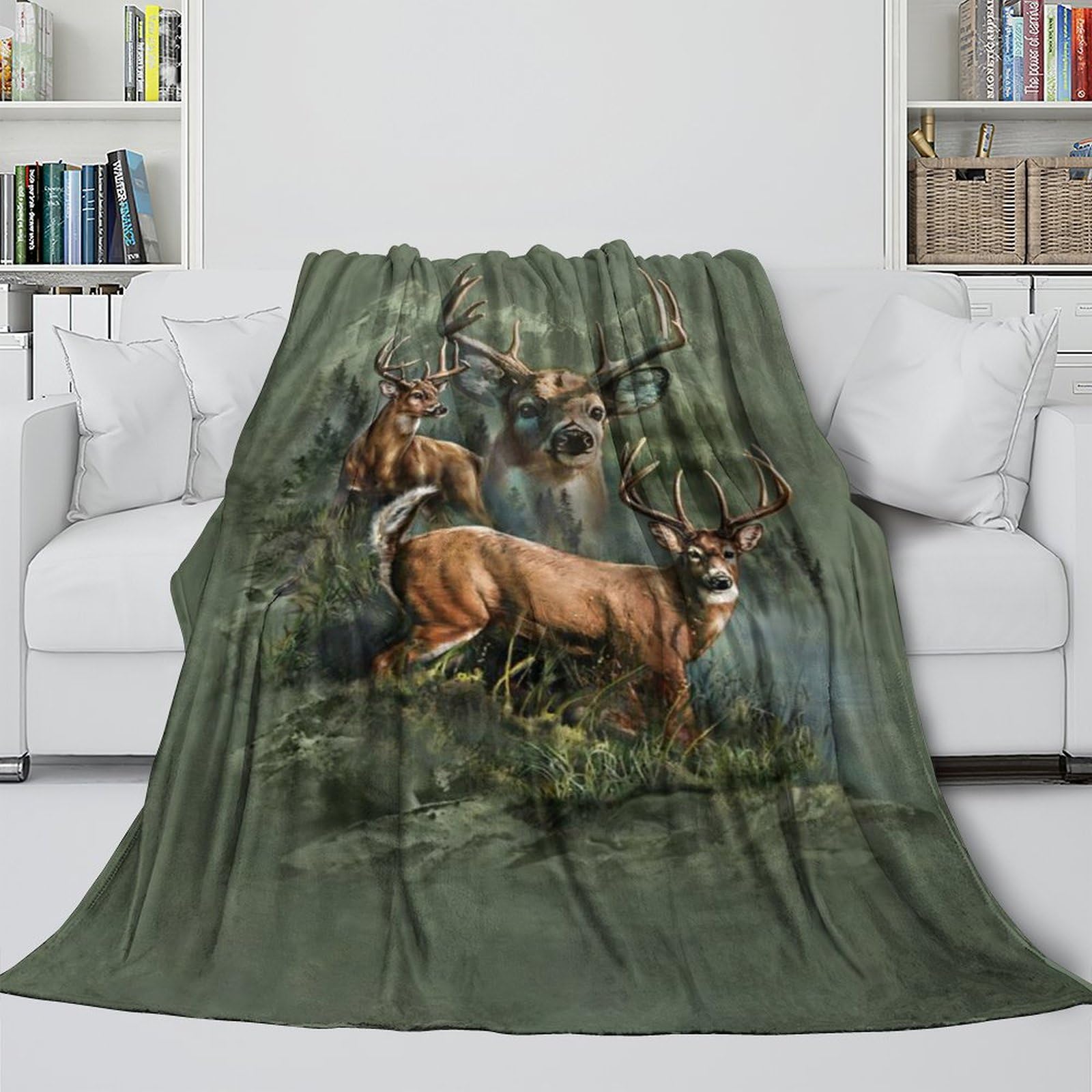 MJASVNDFO Deer Soft Fleece Blanket - 3D Animal Air Conditioner Blanket for Calming And Sleep - Cozy Blanket To Wrap With After A Tiring Day - Gift for Yourself 80x90inch(200x230cm)