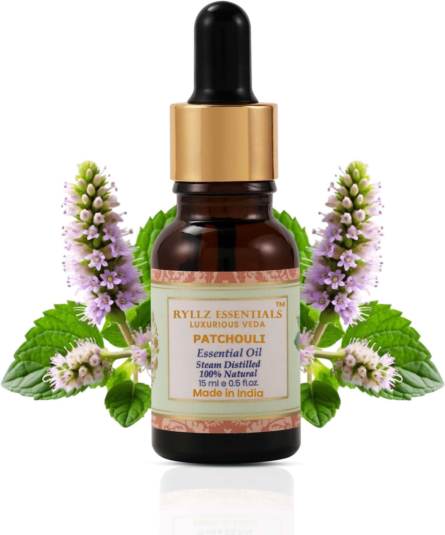 RYLLZ ESSENTIALS Patchouli Essential Oil 15ml | 100% Pure & Natural | Undiluted & Steam Distilled | 15ml