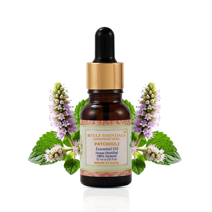 RYLLZ ESSENTIALS Patchouli Essential Oil 15ml | 100% Pure & Natural | Undiluted & Steam Distilled | 15ml
