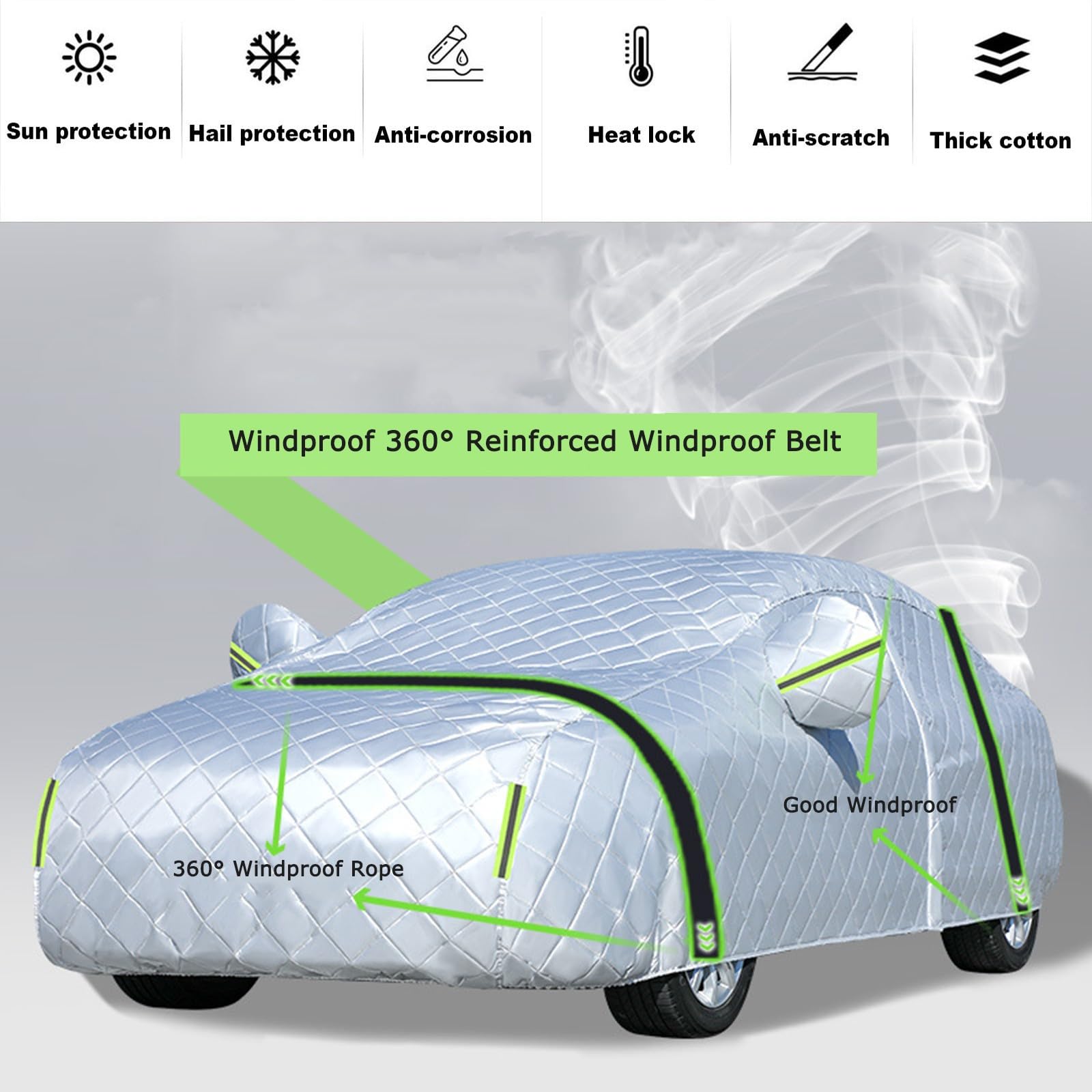 Telo Copriauto Antigrandine Imbottito per Ford Ranger Wildtrak Copriauto,Telo Copriauto Esterno Cotone ispessito Impermeabile Copriauto traspirante Anti UV Vento Antipolvere