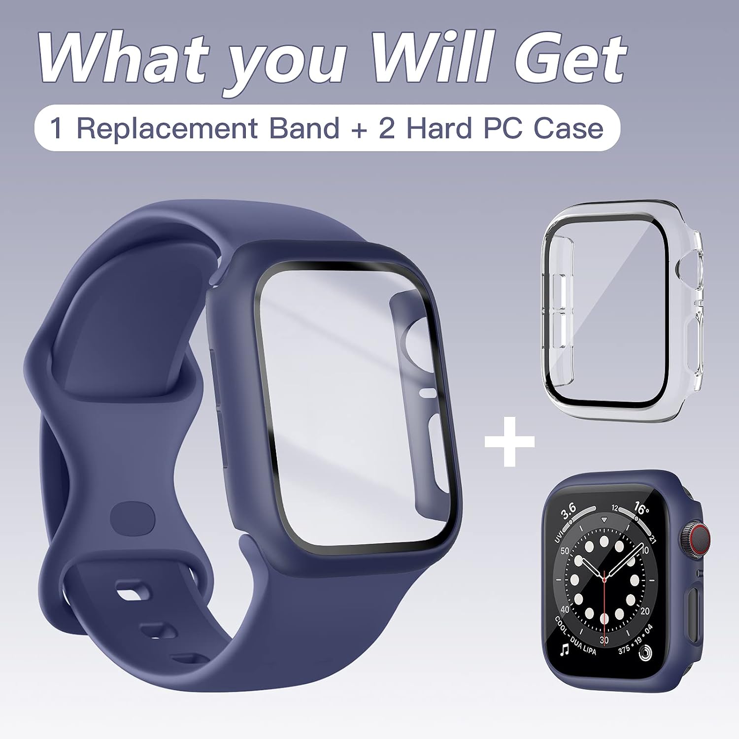 HAPAW Sport Bands with 2 Packs Screen Protector Case Compatible with Apple Watch Band 40mm for Women and Men, Soft Silicone Replacement Strap Wristband with Hard PC Cover for iWatch Series 6 5 4 SE