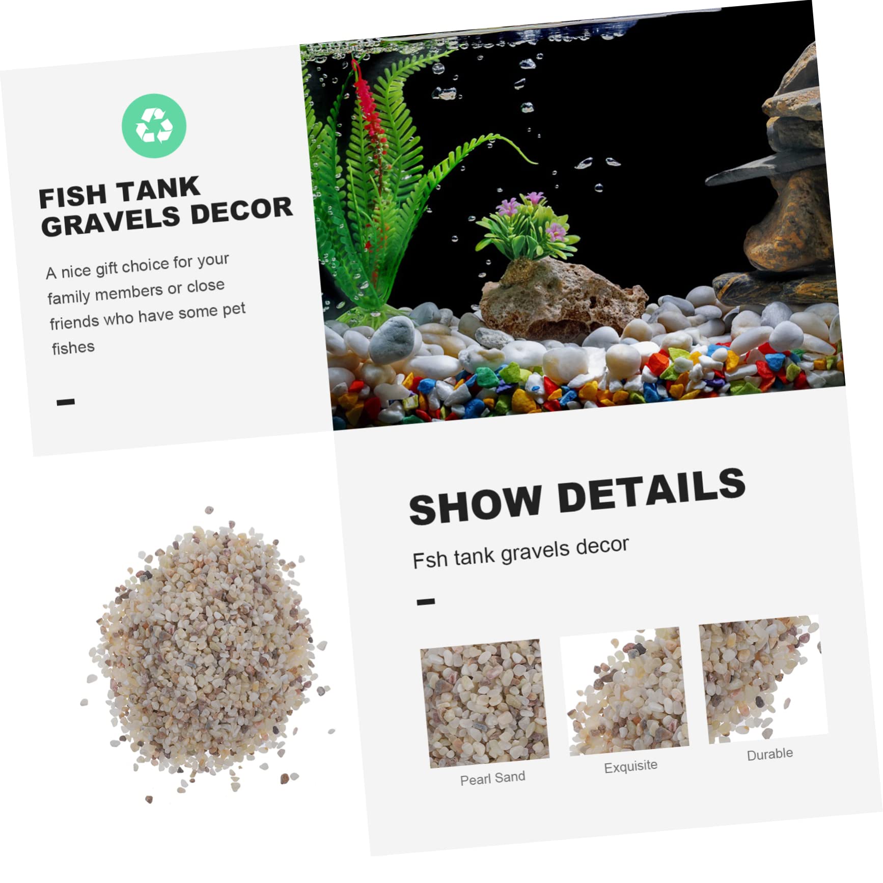 1ensemble Gravier Naturel Polissé pour Aquarium Sable Décoratif pour Réservoirs Eau Douce Et Accessoire Sécurisé pour Poissons Et Plantes