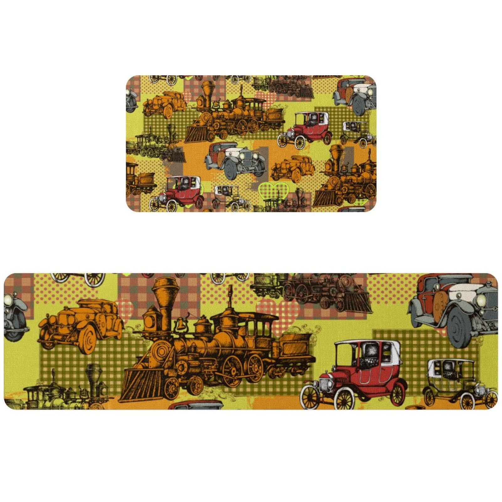 Tapis de cuisine vintage lot de 2 antidérapant lavable style années 90